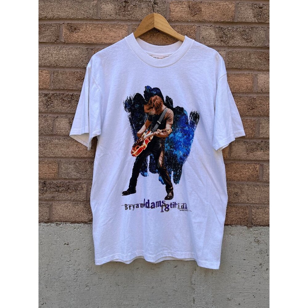 White Graphic Short Sleeve Tee with Guitarist Print